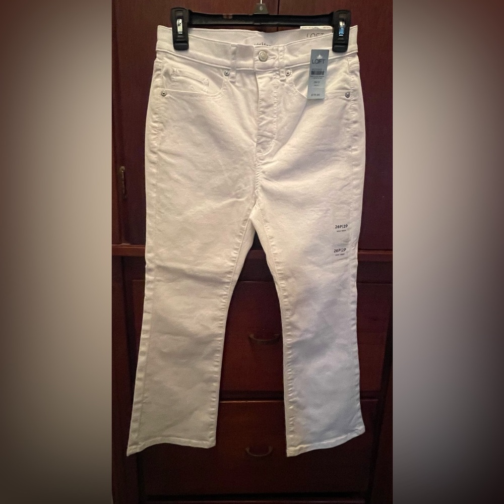 LOFT White Cropped Straight-Leg Jeans